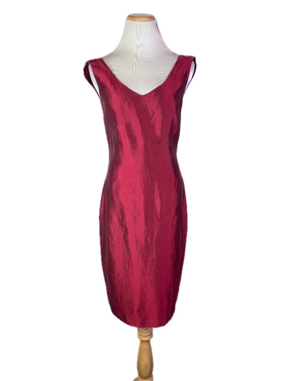 Vintage Y2K Sylvia Heisel Size 4 Red Silk Sheath Dress Sleeveless Classic